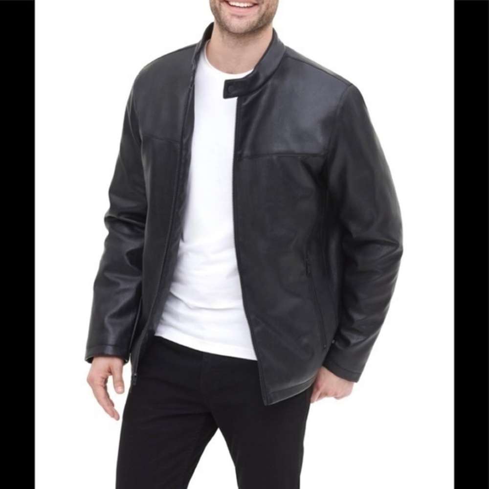 NWT DKNY Faux Leather Stand Collar Jacket